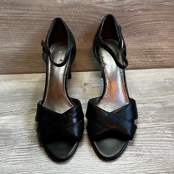 Black leather Naturalizer Nettle open toe ankle buckle strapped heels size 9 - Picture 3 of 10